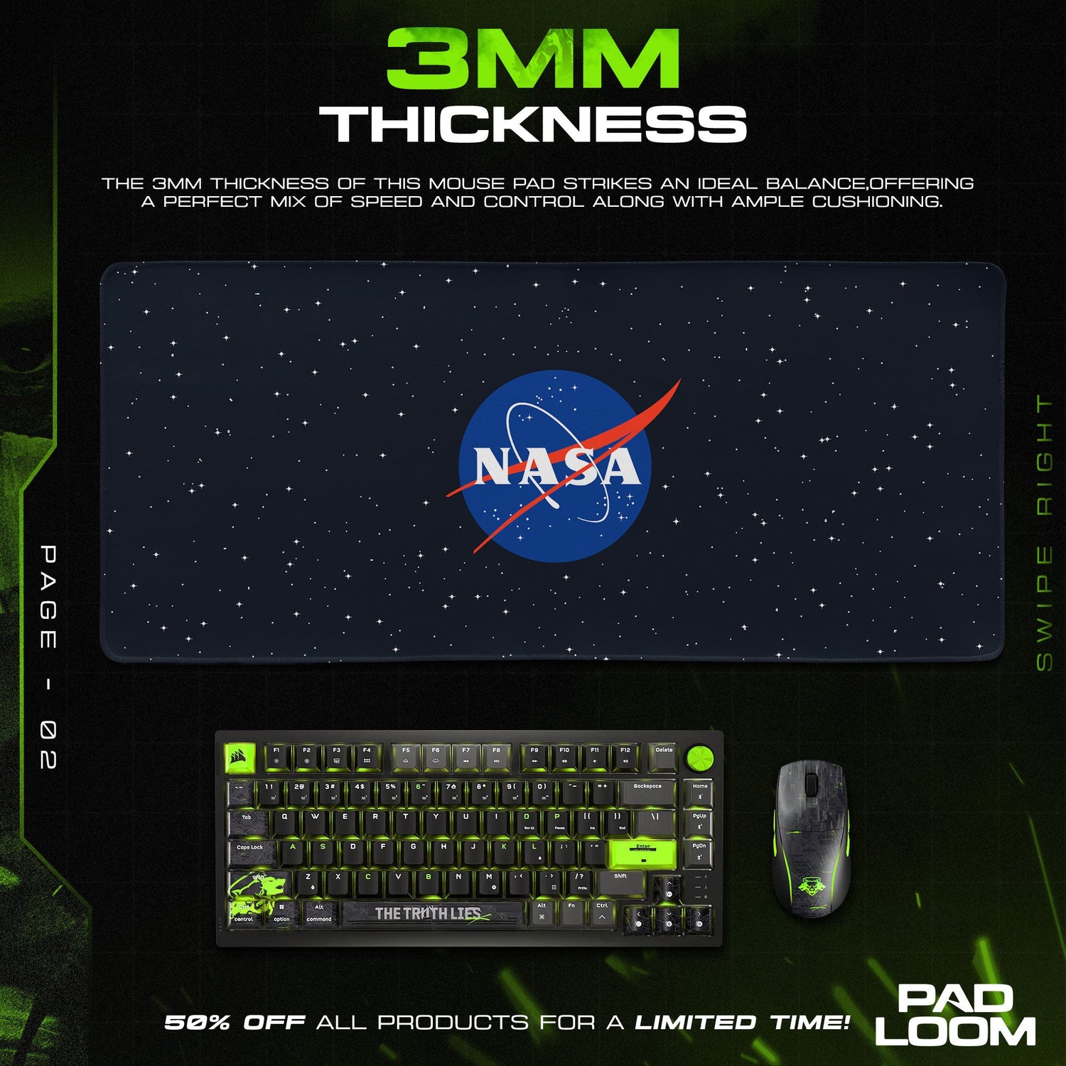 NASA Starfield Mouse Pad, Space Explorer Gaming Desk Mat Padloom