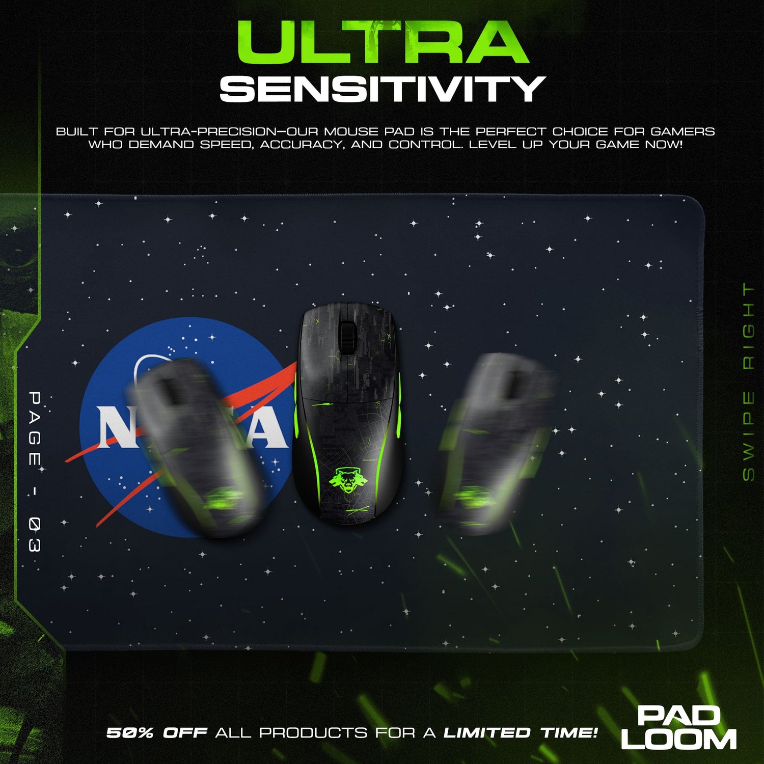 NASA Starfield Mouse Pad, Space Explorer Gaming Desk Mat Padloom