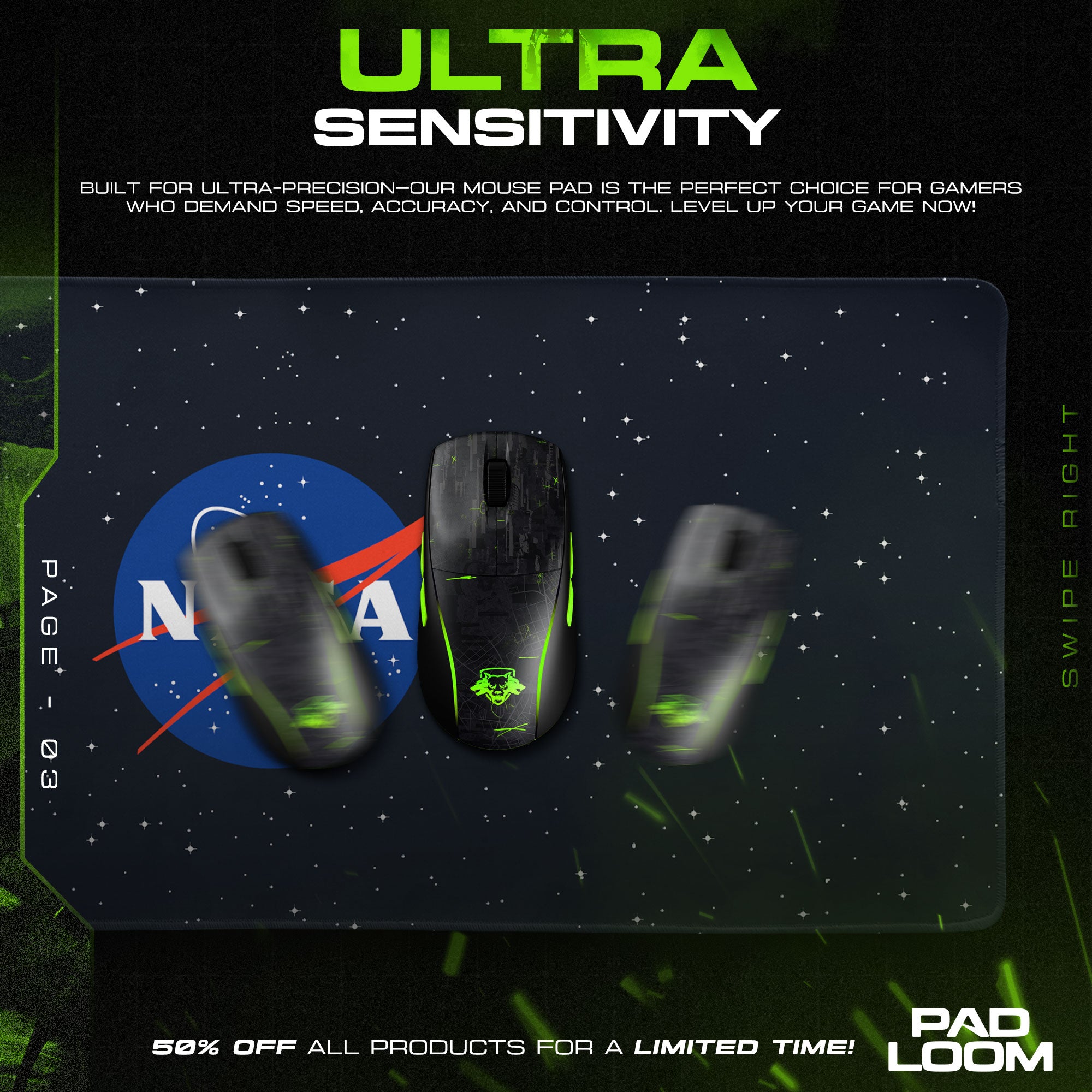 NASA Starfield Mouse Pad, Space Explorer Gaming Desk Mat