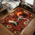 Natsu Dragneel shouting with dragon scale arm breathing fire surrounded by a border of black dragons and flames.