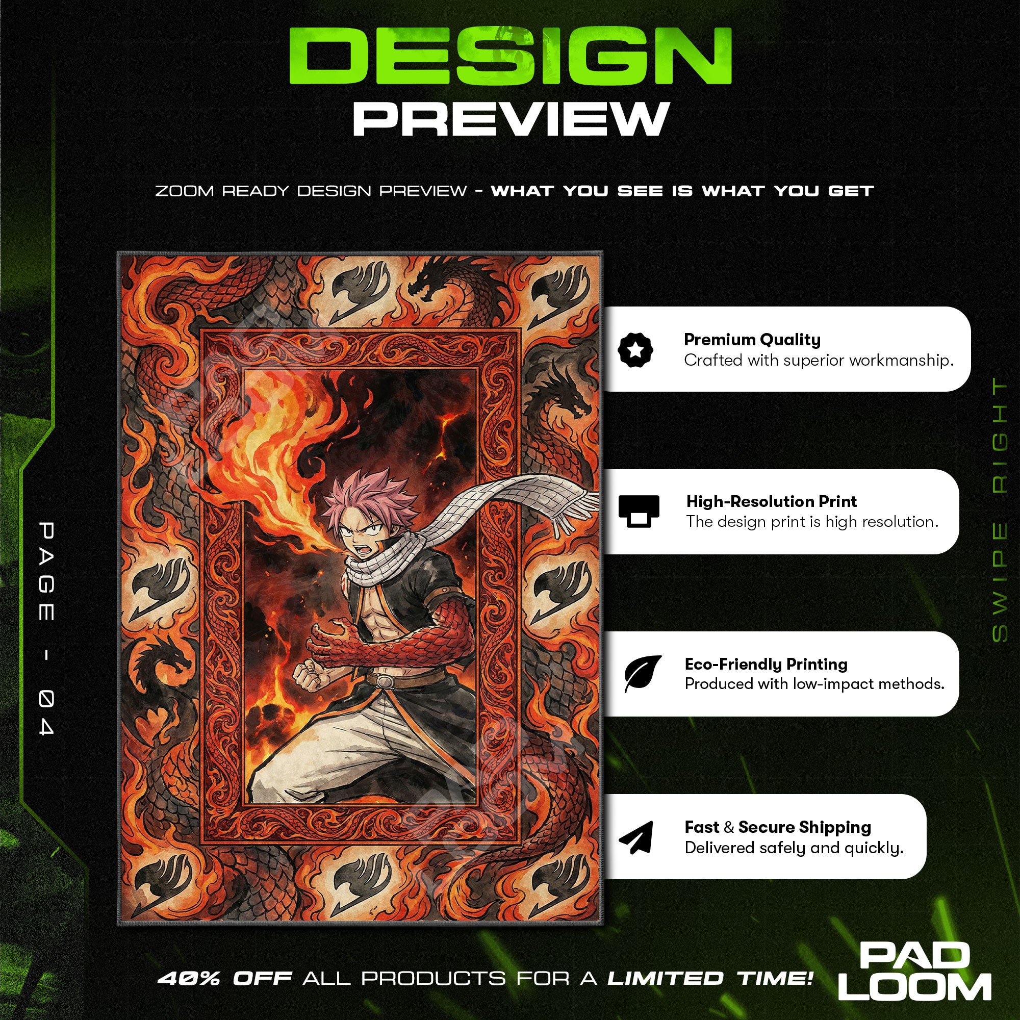 Natsu Dragneel themed area rug for home decor fans