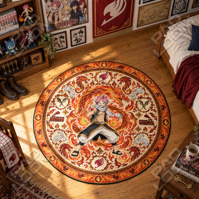 Natsu Inferno Round Rug - Fairy Tail Chair Mat