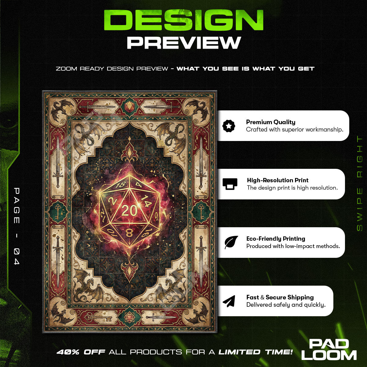Natural D20 Tabletop RPG rug — main product view