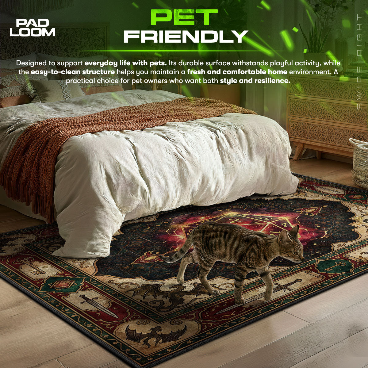 Natural D20 themed area rug for home decor fans