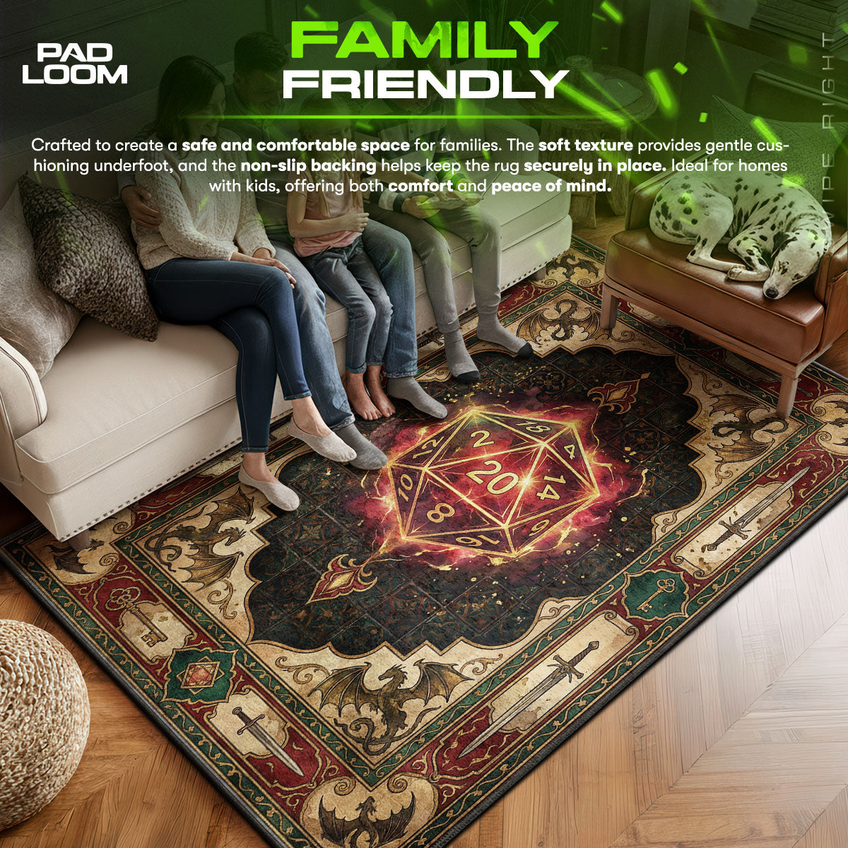 RPG character design printed on rug