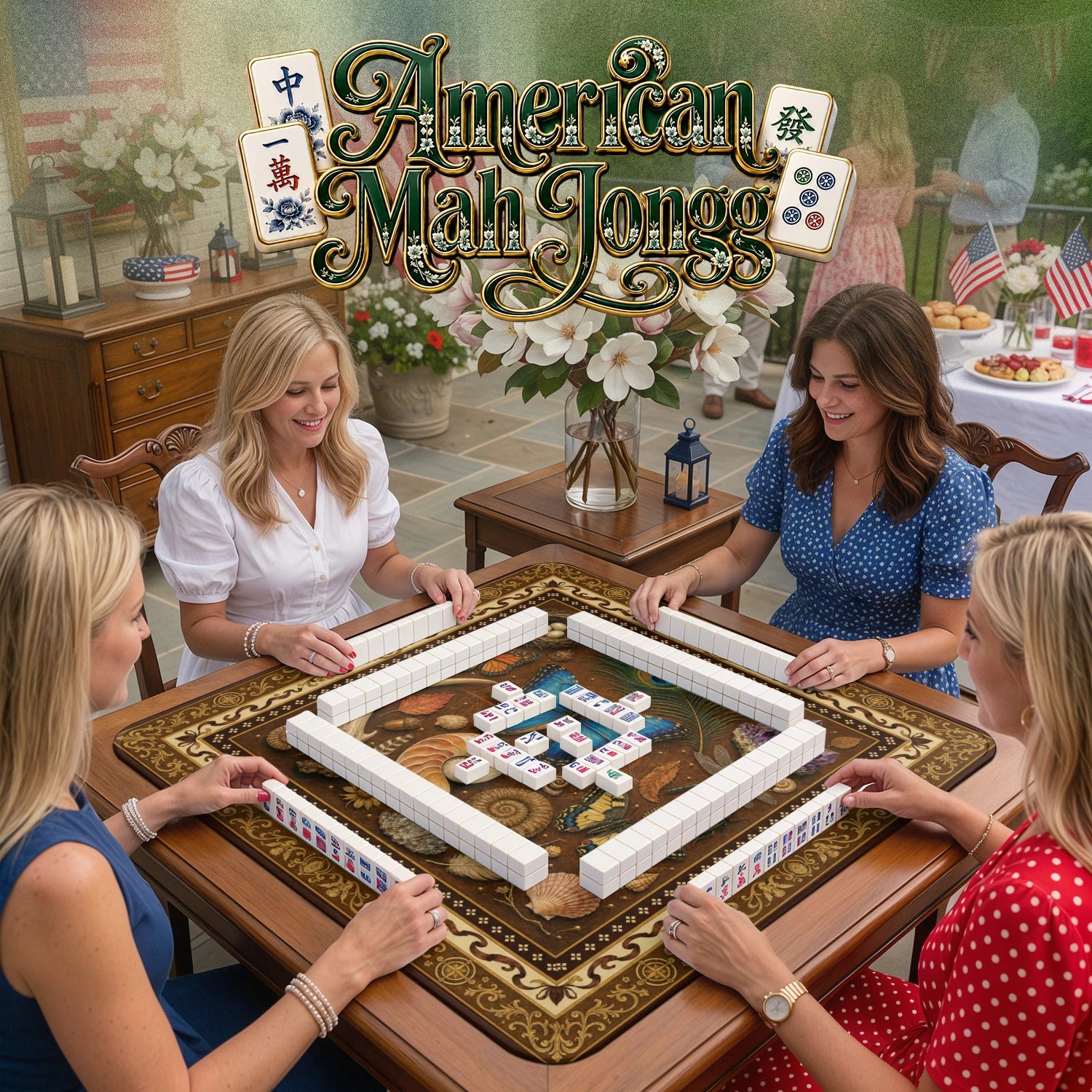 Naturalist Curiosities – non-slip mahjong table mat detail