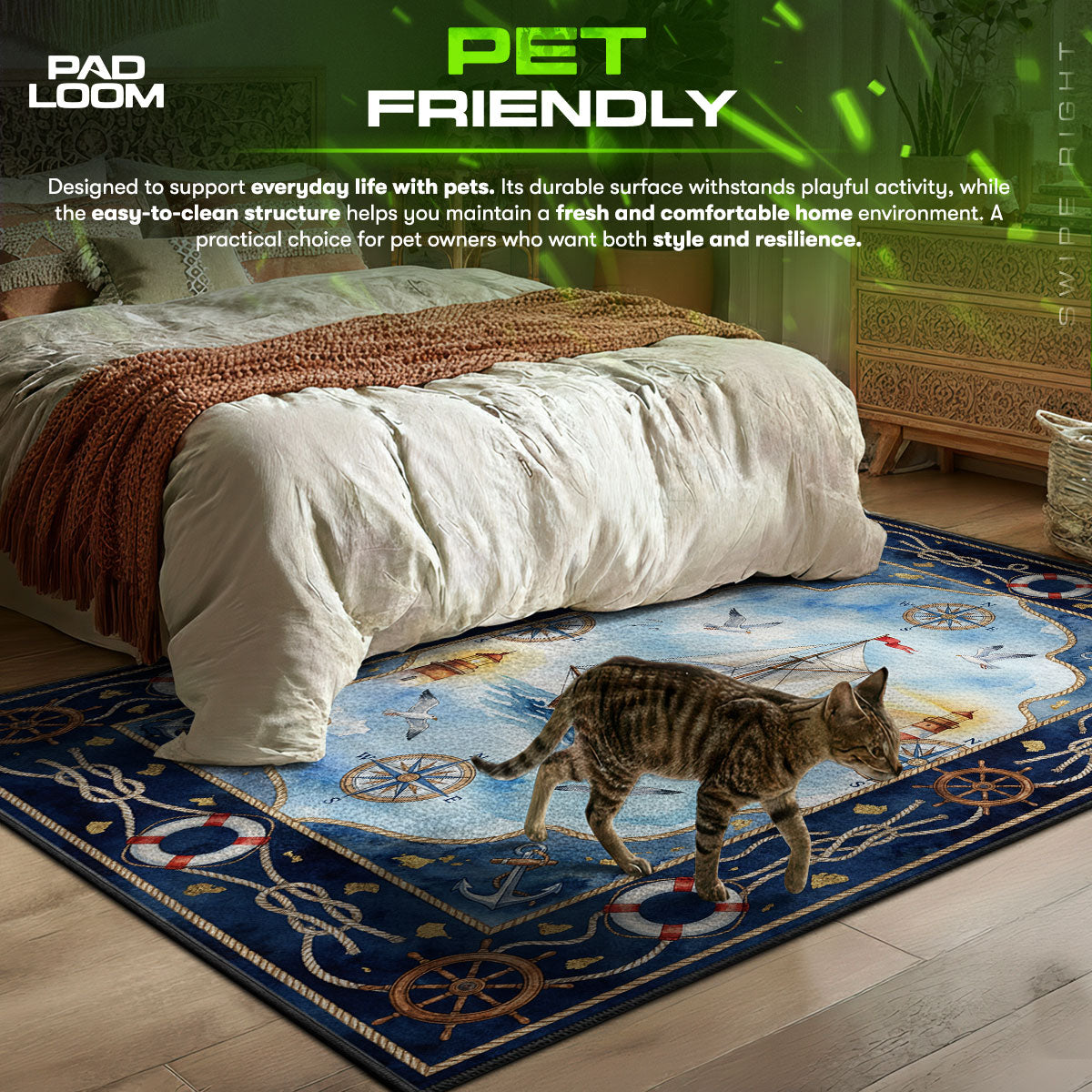 Nautical Sailboat Ocean Rug - Kids Floor Mat