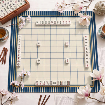 Navy Grid Mahjong Mat – neoprene mah jongg table mat