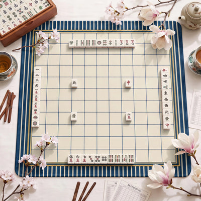 Navy Grid Mahjong Mat - Mah Jongg Table Mat