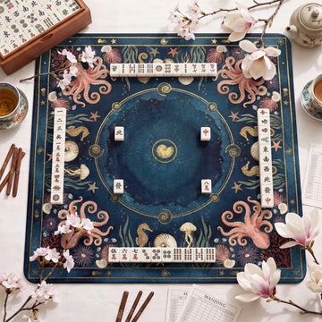 Navy Octopus Mahjong Mat - Mah Jongg Table Mat