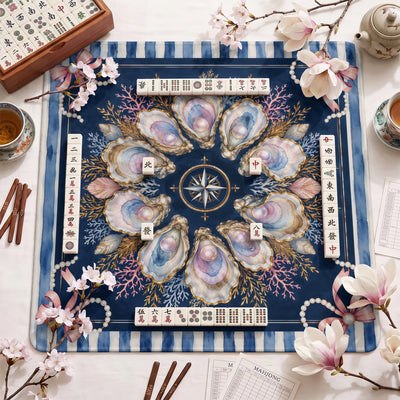 Navy Oyster Mahjong Mat - Mah Jongg Table Mat
