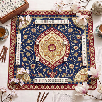 Navy Persian Medallion Mahjong Mat - Mah Jongg Mat