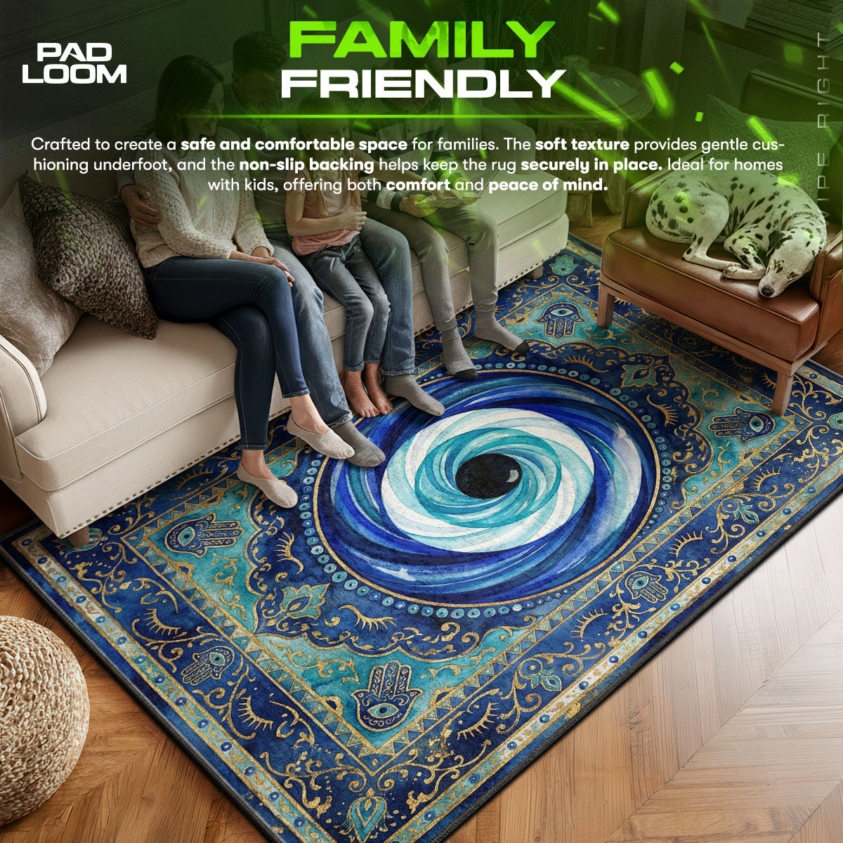 Area character design printed on rug