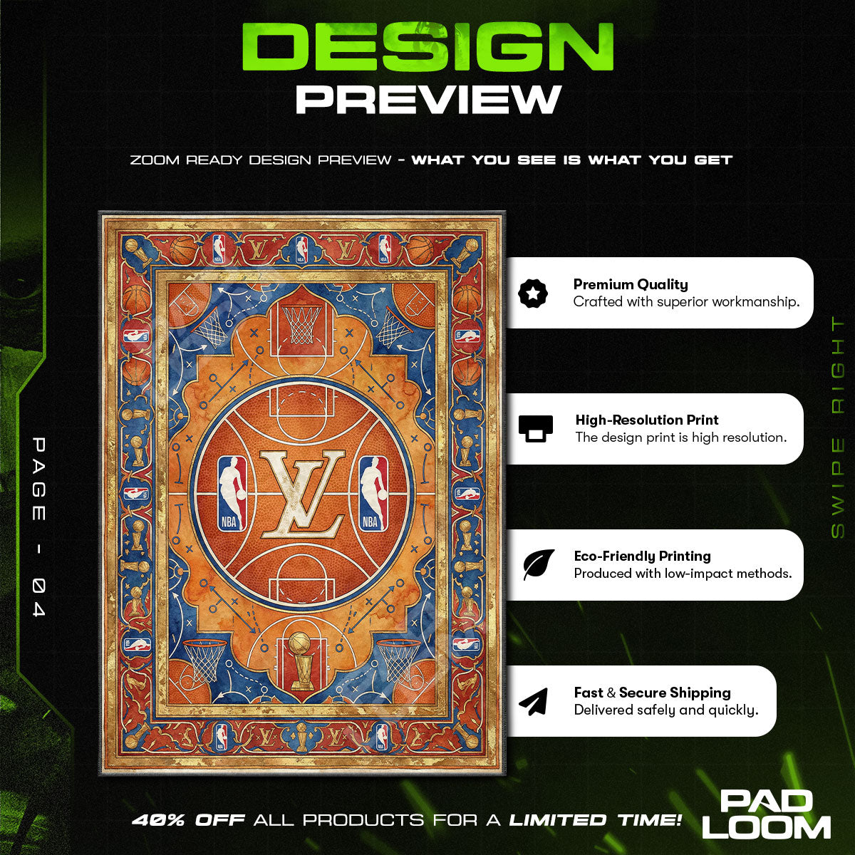 Floor character design printed on rug