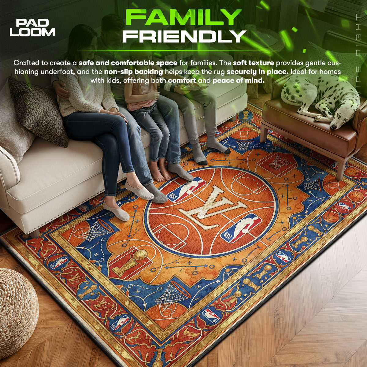 Louis area rug showing full home decor artwork