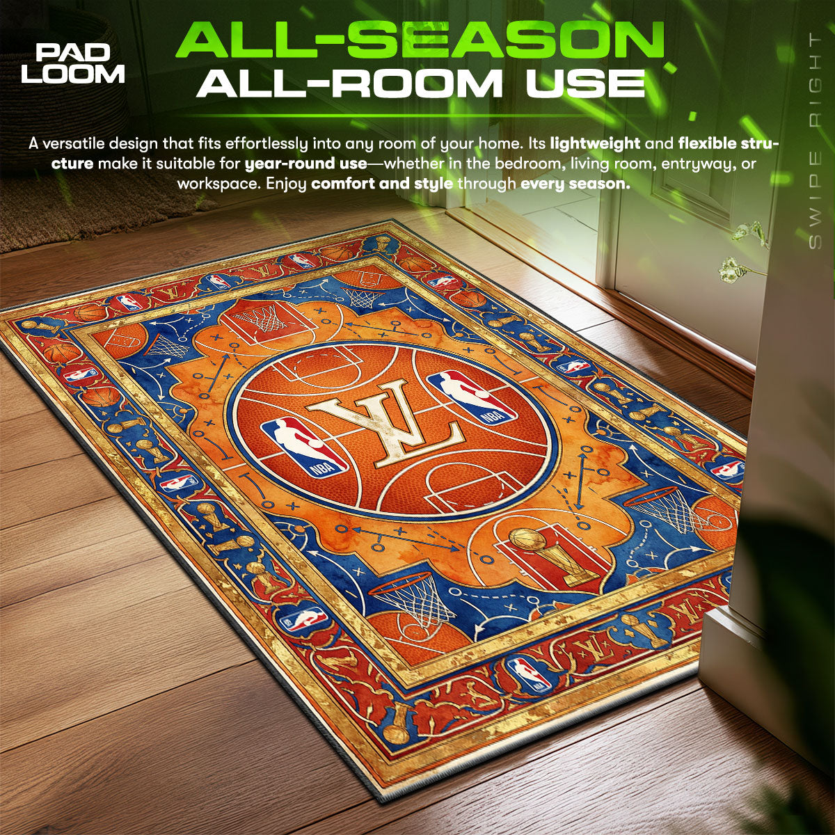 Louis Vuitton NBA Court Sneakerhead Floor fan rug — premium quality print
