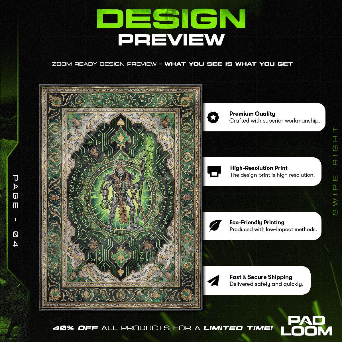 Necron Overlord Circuit Rug - Warhammer 40k Chair Mat