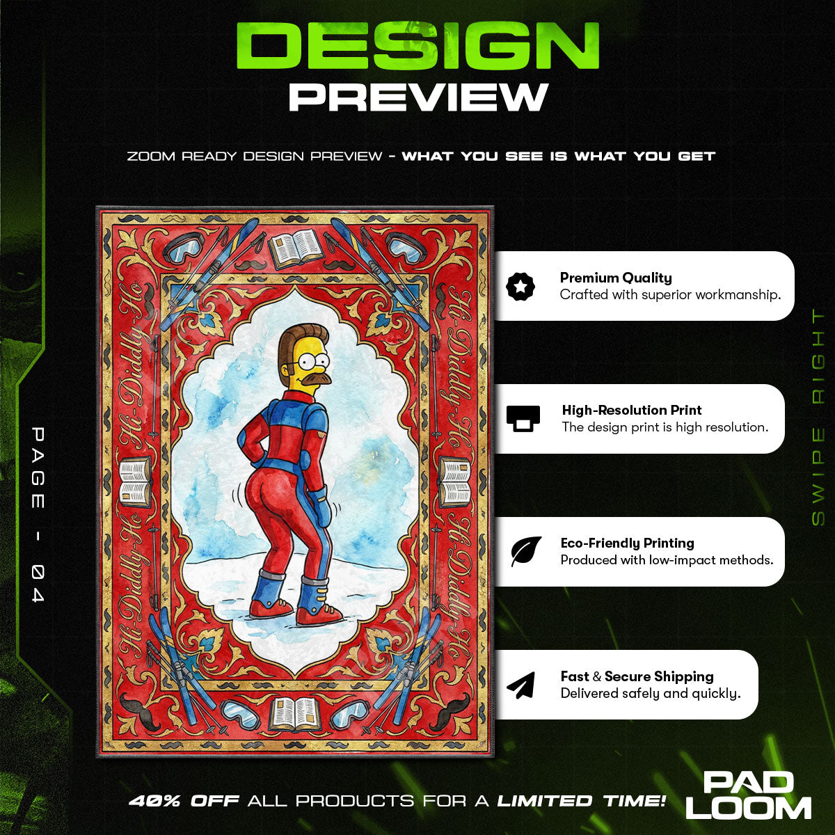 Room character design printed on rug