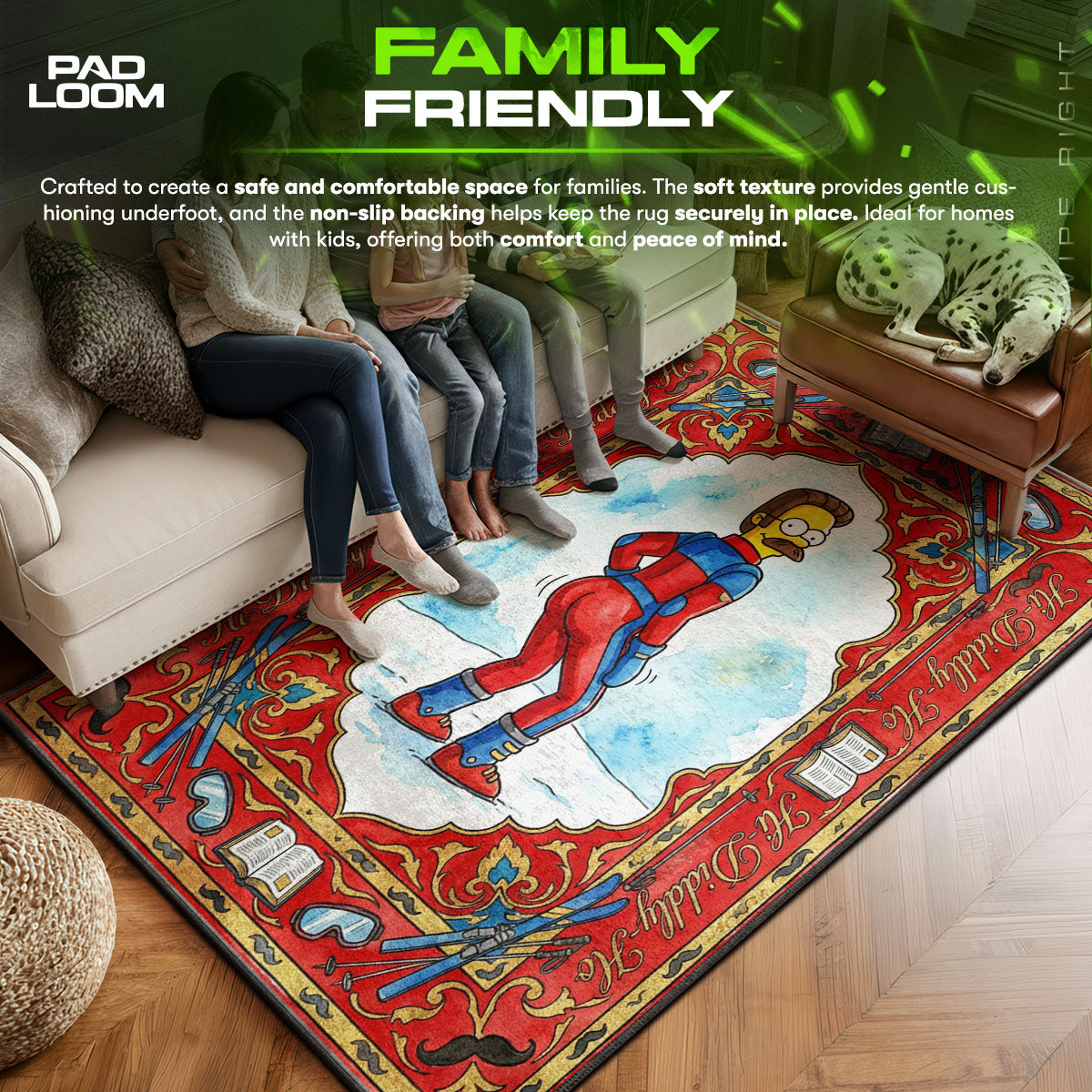 Ned area rug showing full home decor artwork