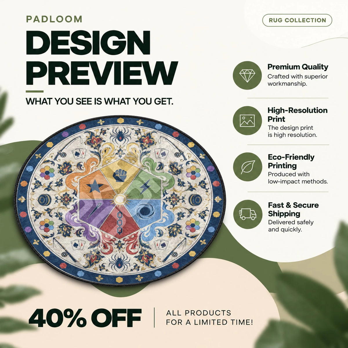 Nen Hexagon Hunter x Hunter round rug full design preview