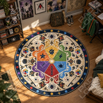 Nen Hexagon Hunter x Hunter round rug on a bedroom floor - Hunter x Hunter chair mat