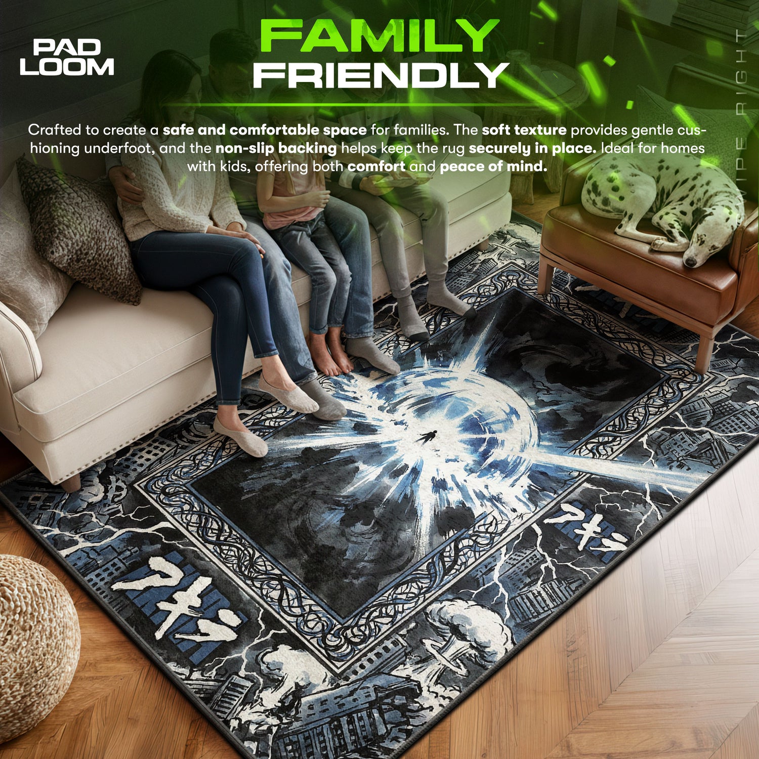 Neo area rug showing full home decor artwork