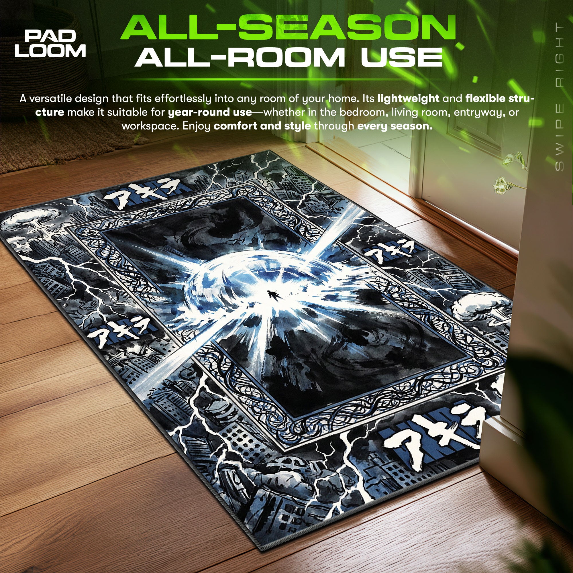 Neo Tokyo Explosion Akira Chair fan rug — premium quality print