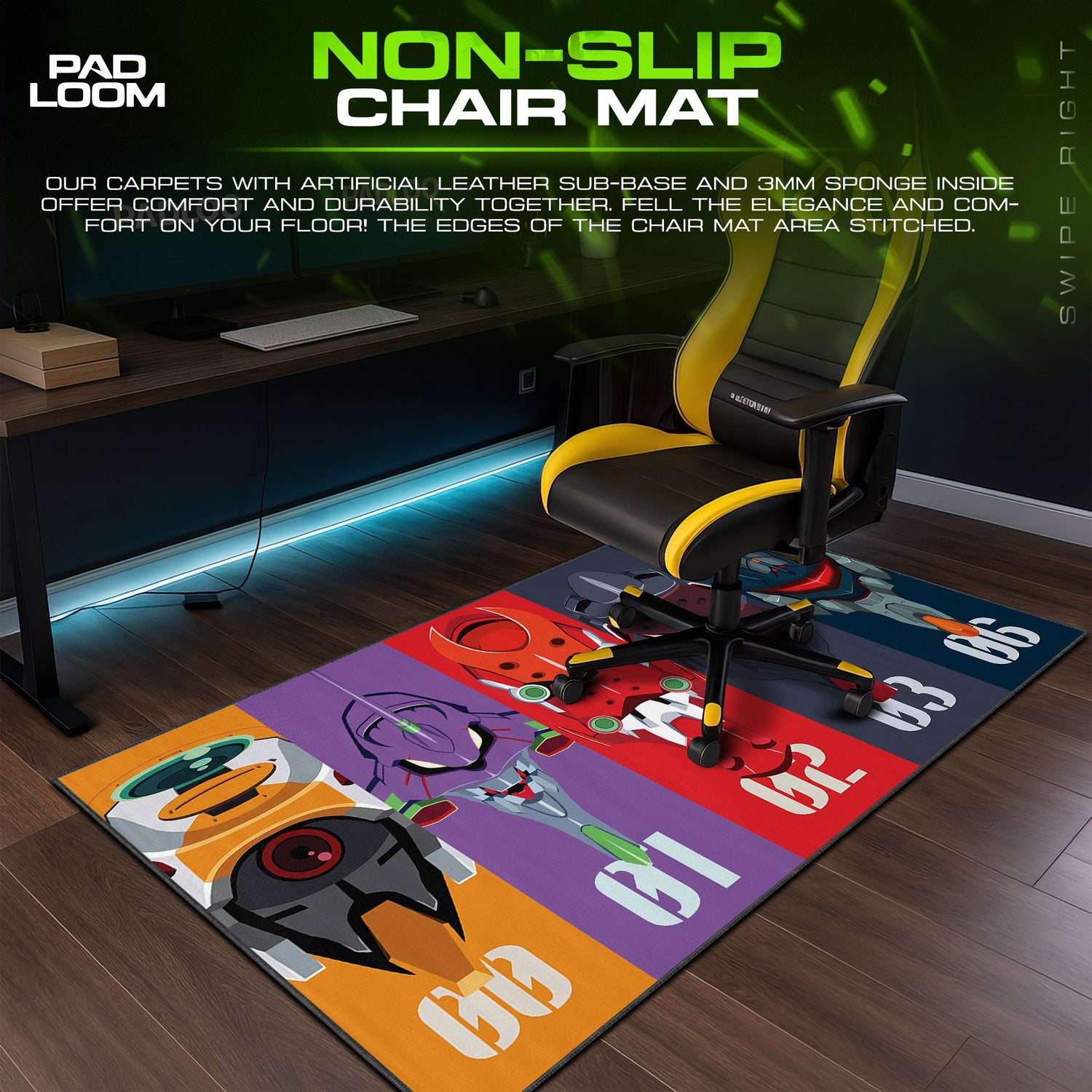 Neon Genesis Evangelion EVA Units Mouse Pad, Mecha Desk Mat Padloom