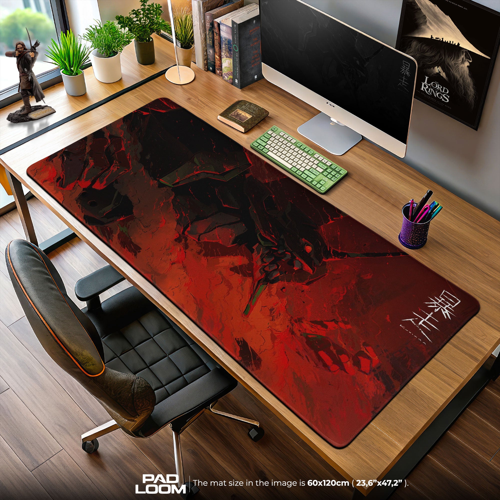 Neon Genesis Evangelion Unit-01 Rage Mouse Pad, Red Mecha Desk Mat