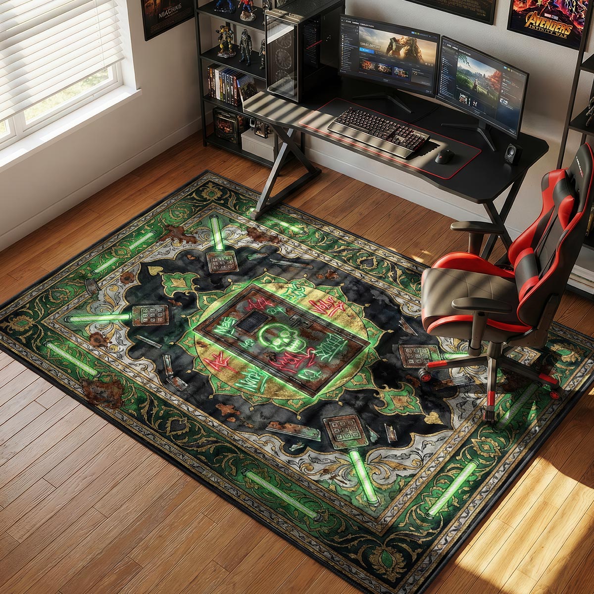 Neon Graffiti Door Rug - Rust Chair Mat