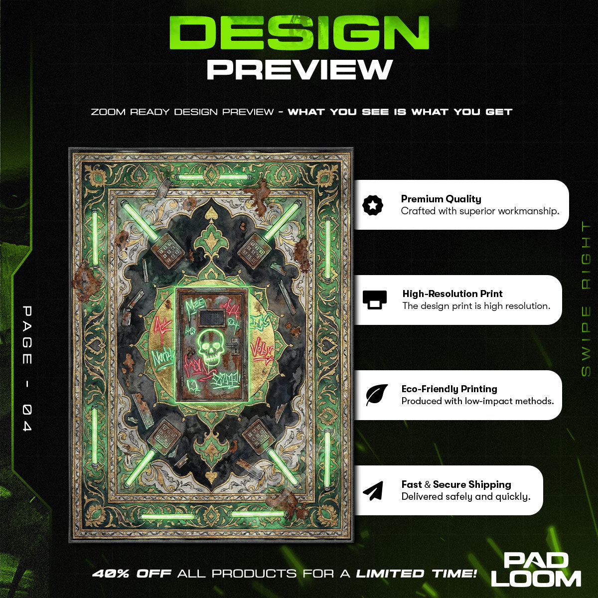 Neon Graffiti Door Rug - Rust Chair Mat