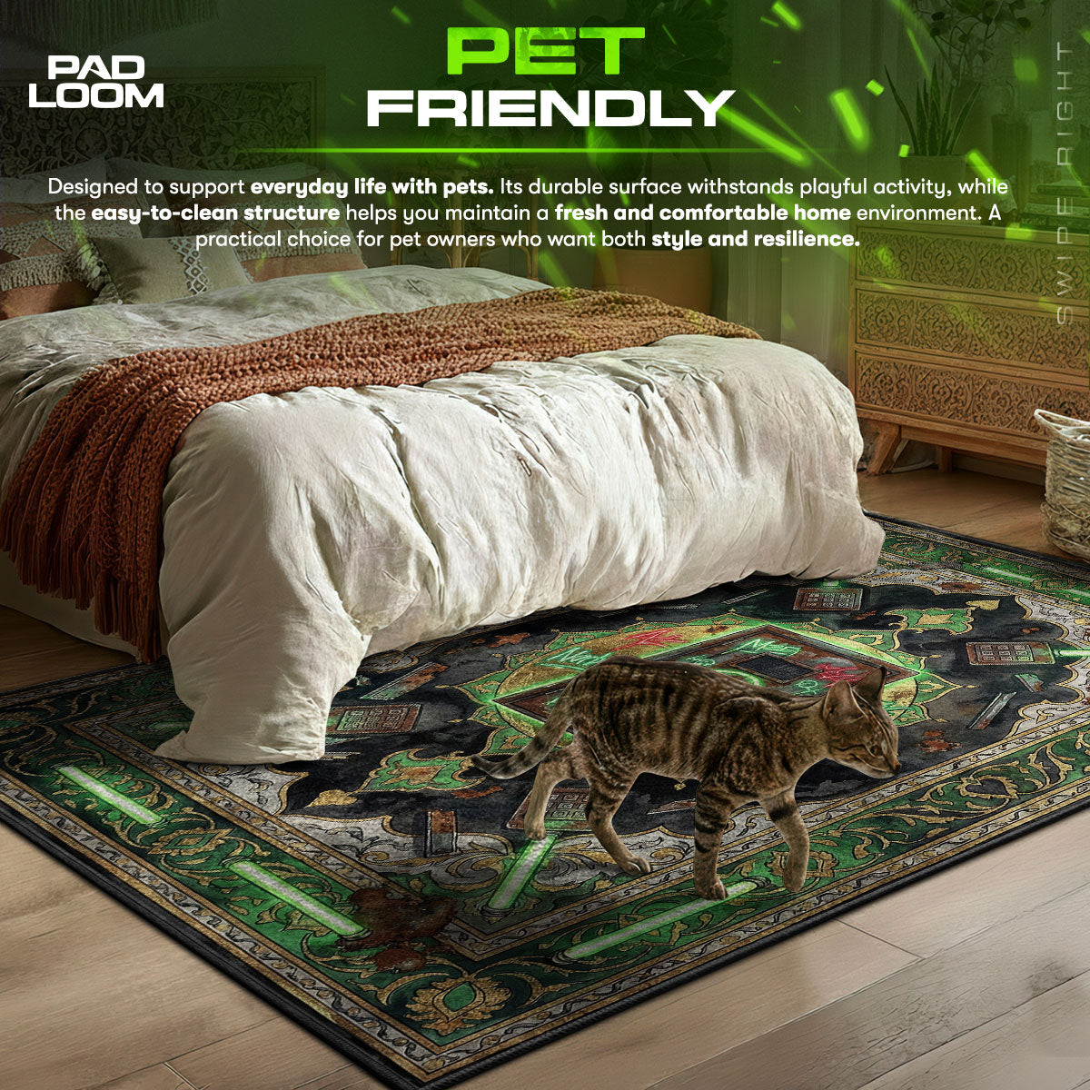 Neon Graffiti Door Rug - Rust Chair Mat