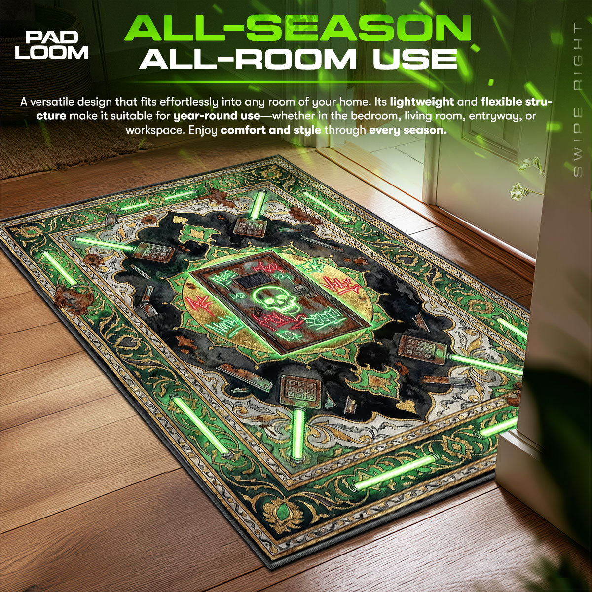 Neon Graffiti Door Rug - Rust Chair Mat