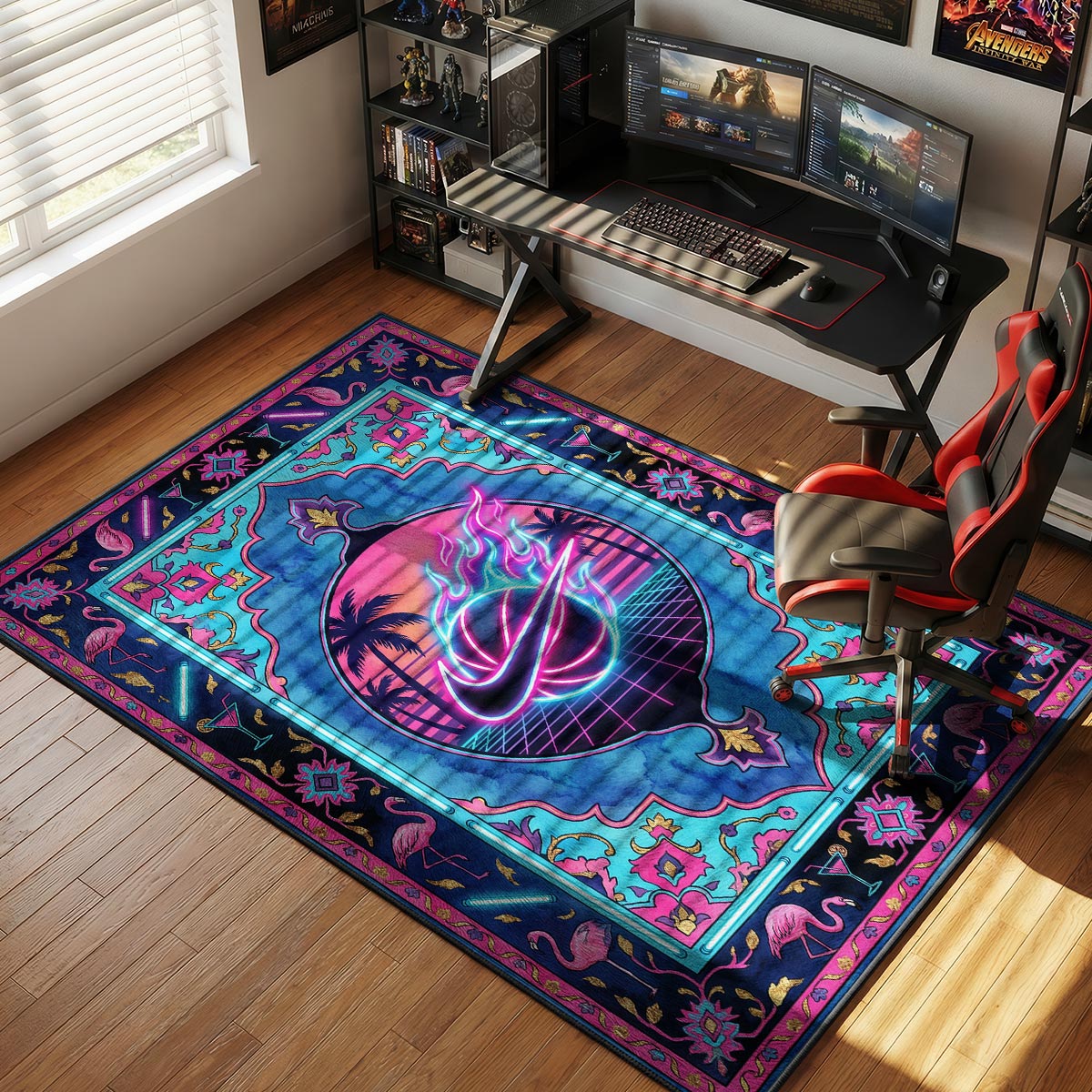 Neon Miami Flamingo Rug - Streetwear Floor Mat
