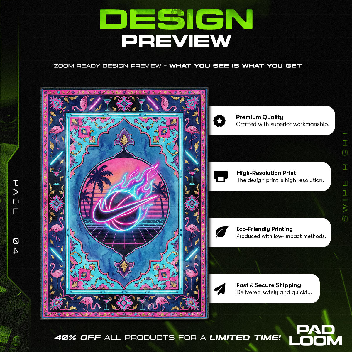 Neon Miami Flamingo Rug - Streetwear Floor Mat