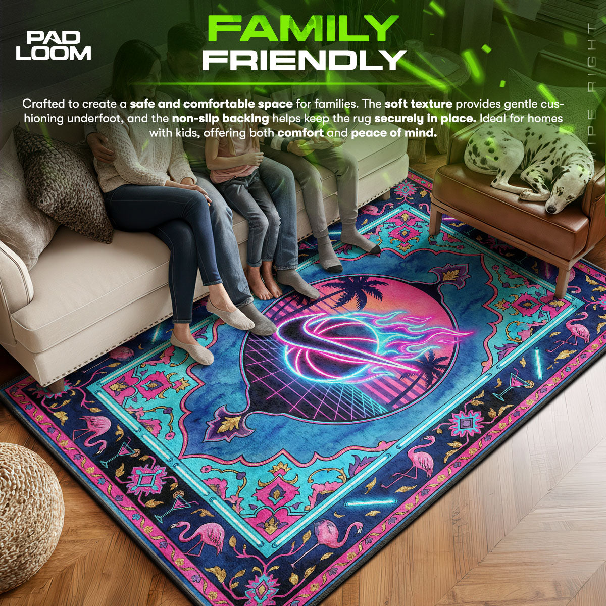 Neon Miami Flamingo Rug - Streetwear Floor Mat