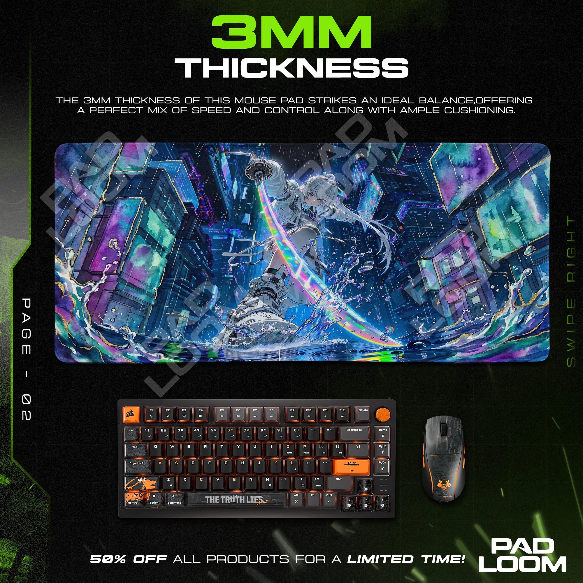 Neon Ronin Rainblade Mouse Pad - Anime Desk Mat