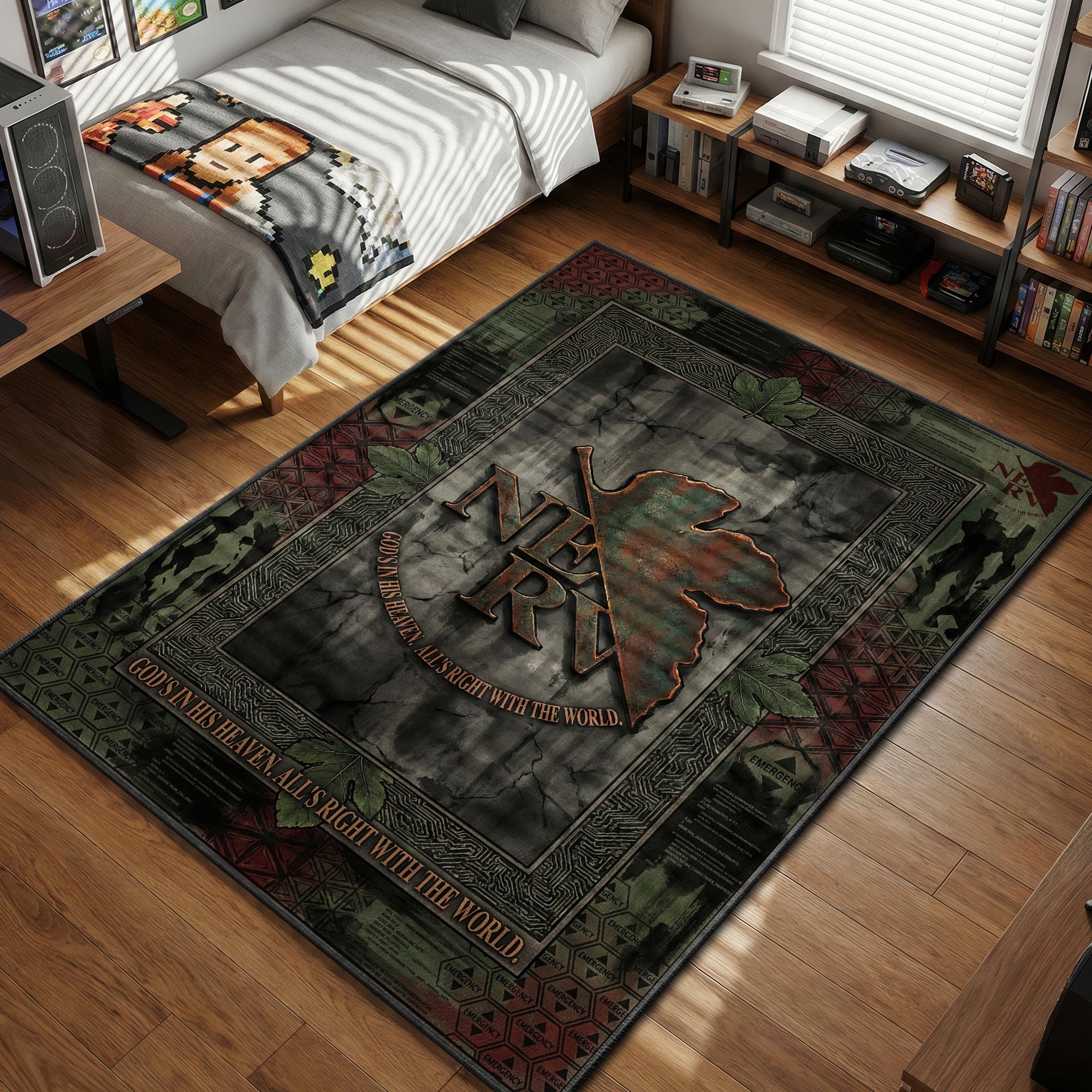 Nerv Rug NERV Distressed Industrial Rug - Evangelion Chair Mat – Padloom