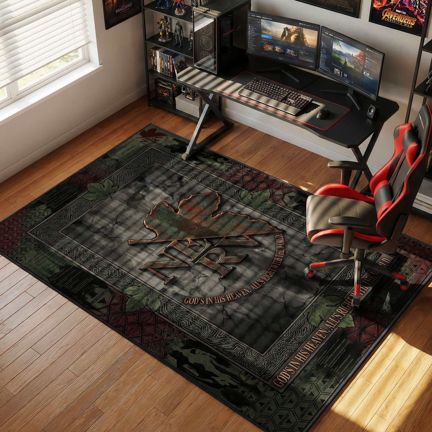 NERV Distressed Industrial Evangelion Chair rug — main product view