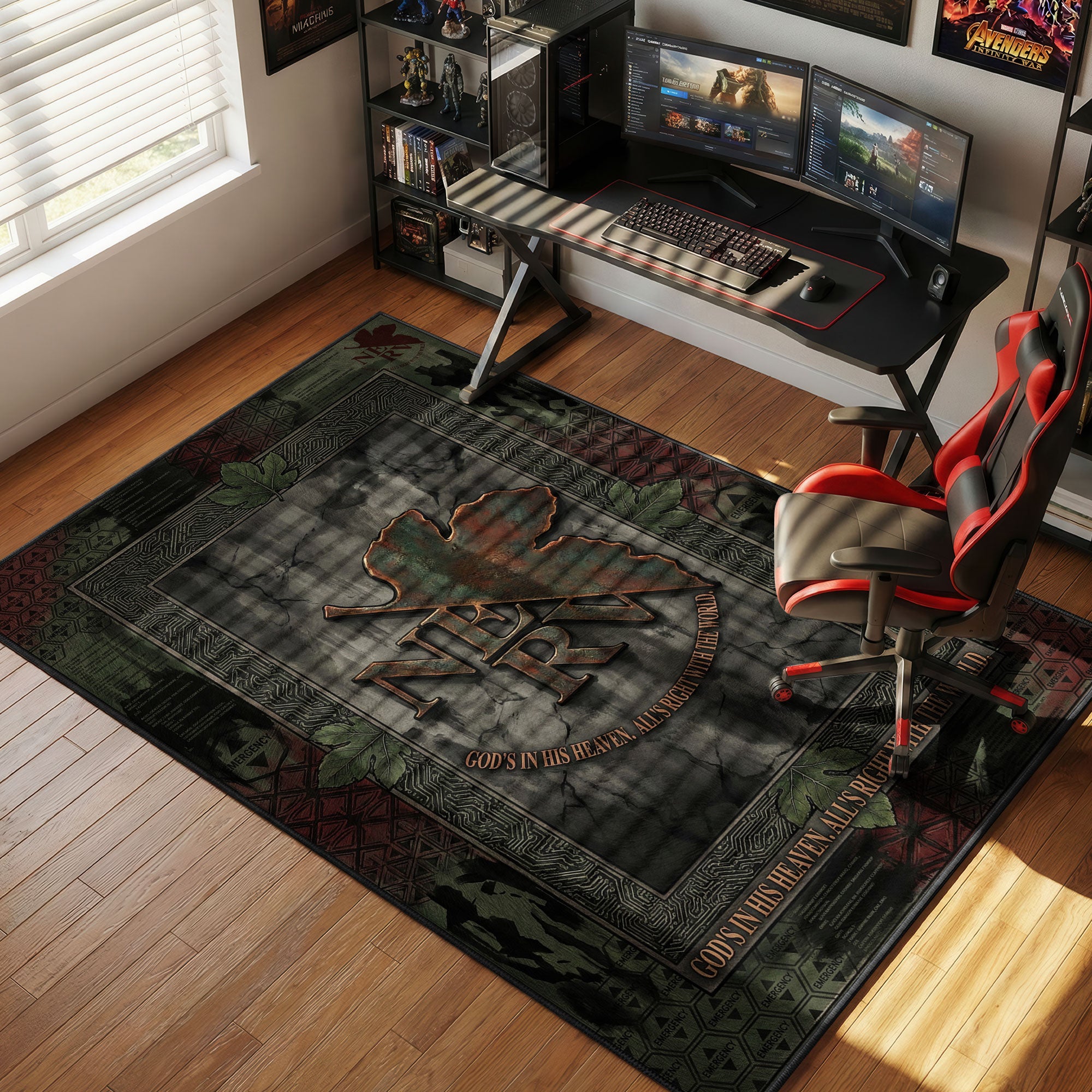 NERV Distressed Industrial Evangelion Chair rug — main product view