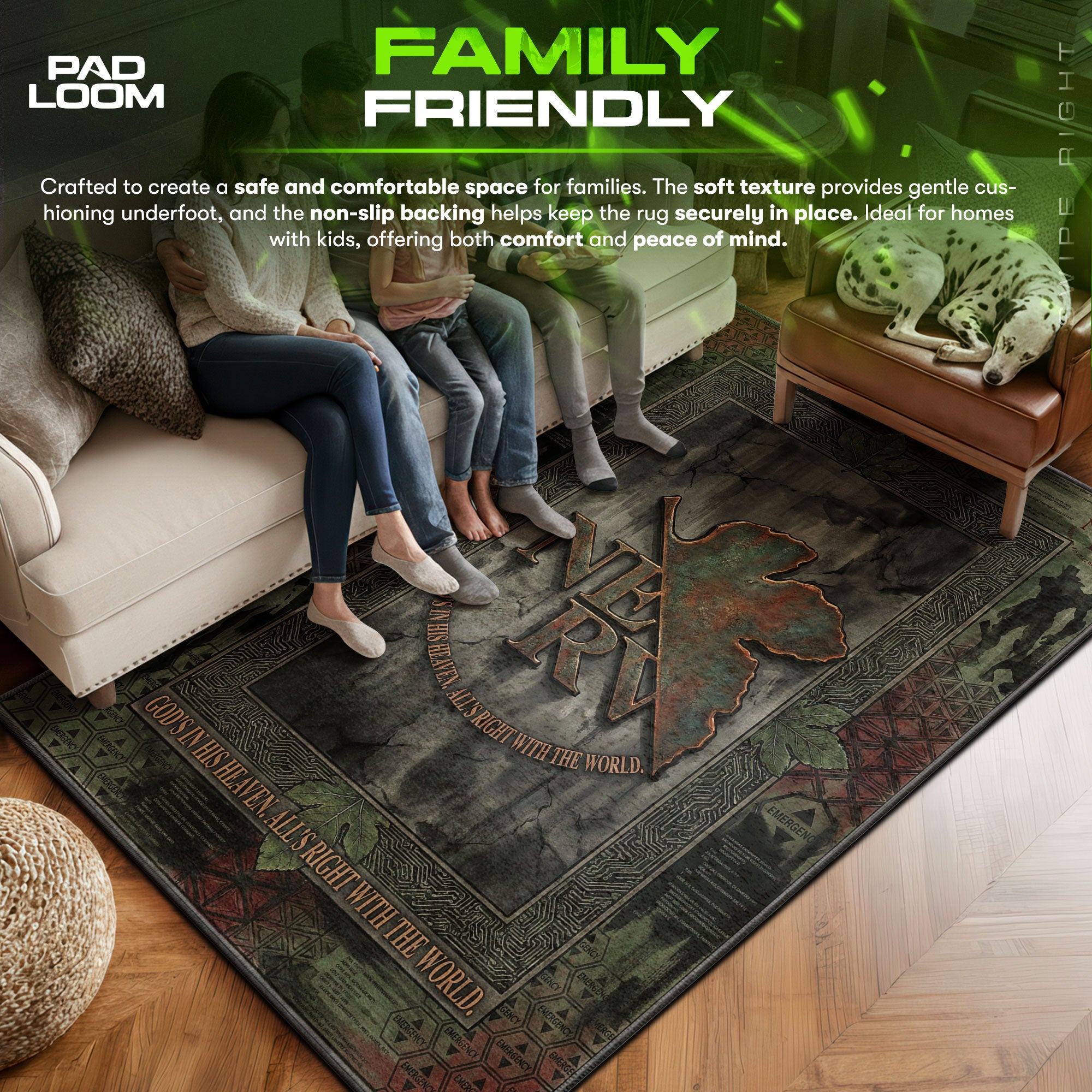 NERV area rug showing full home decor artwork