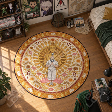Netero Praying Hunter x Hunter round rug on a bedroom floor - Hunter x Hunter chair mat
