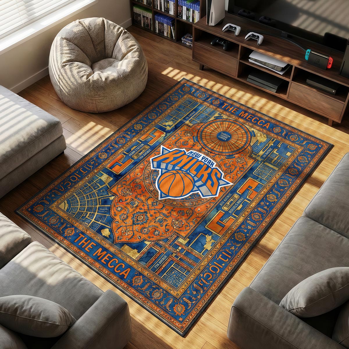 NY Knicks themed area rug for home decor fans