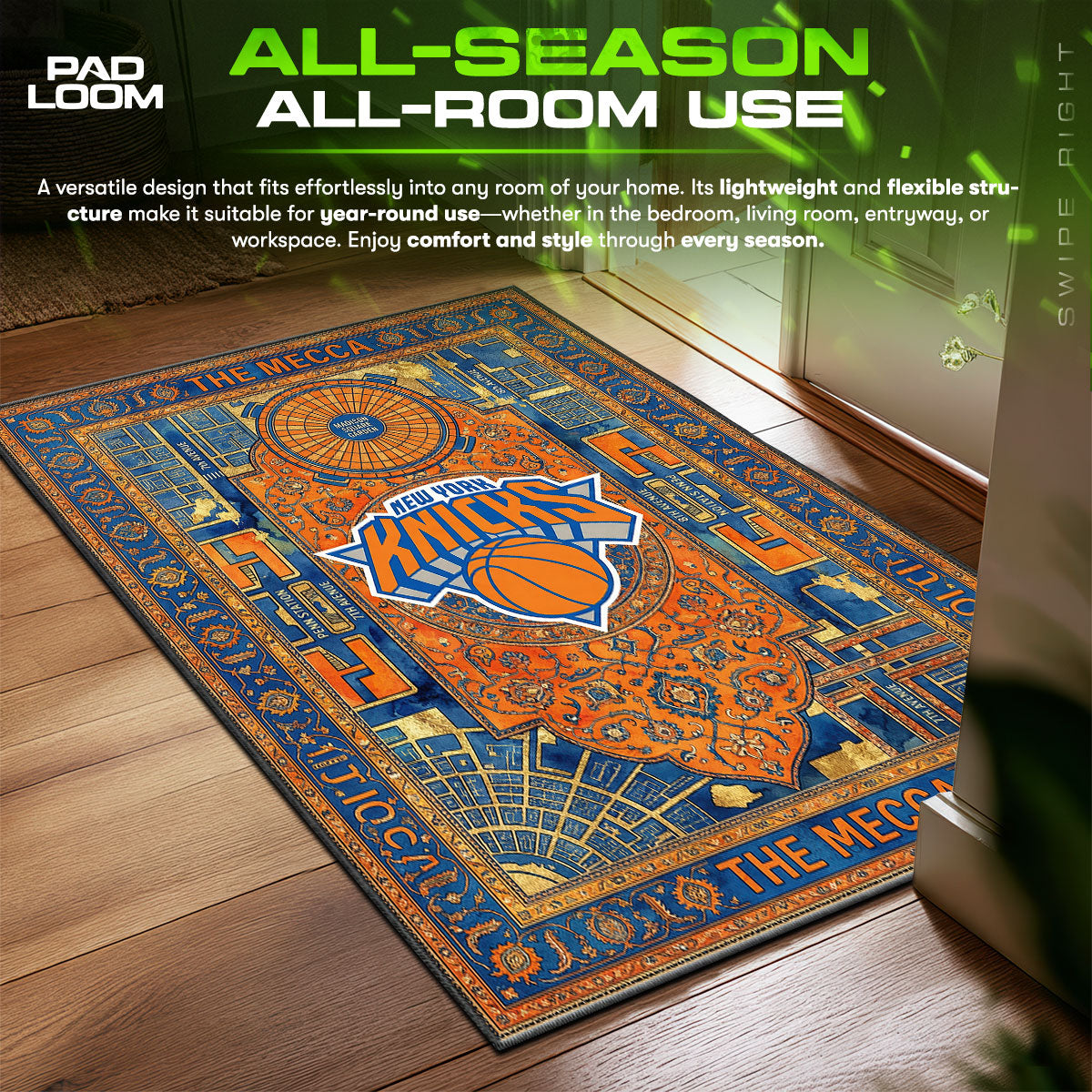 NY Knicks Mecca Basketball Floor fan rug — premium quality print