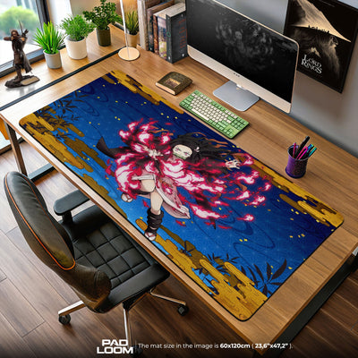 Nezuko Flame Aura Mouse Pad, Demon Slayer Gaming Desk Mat