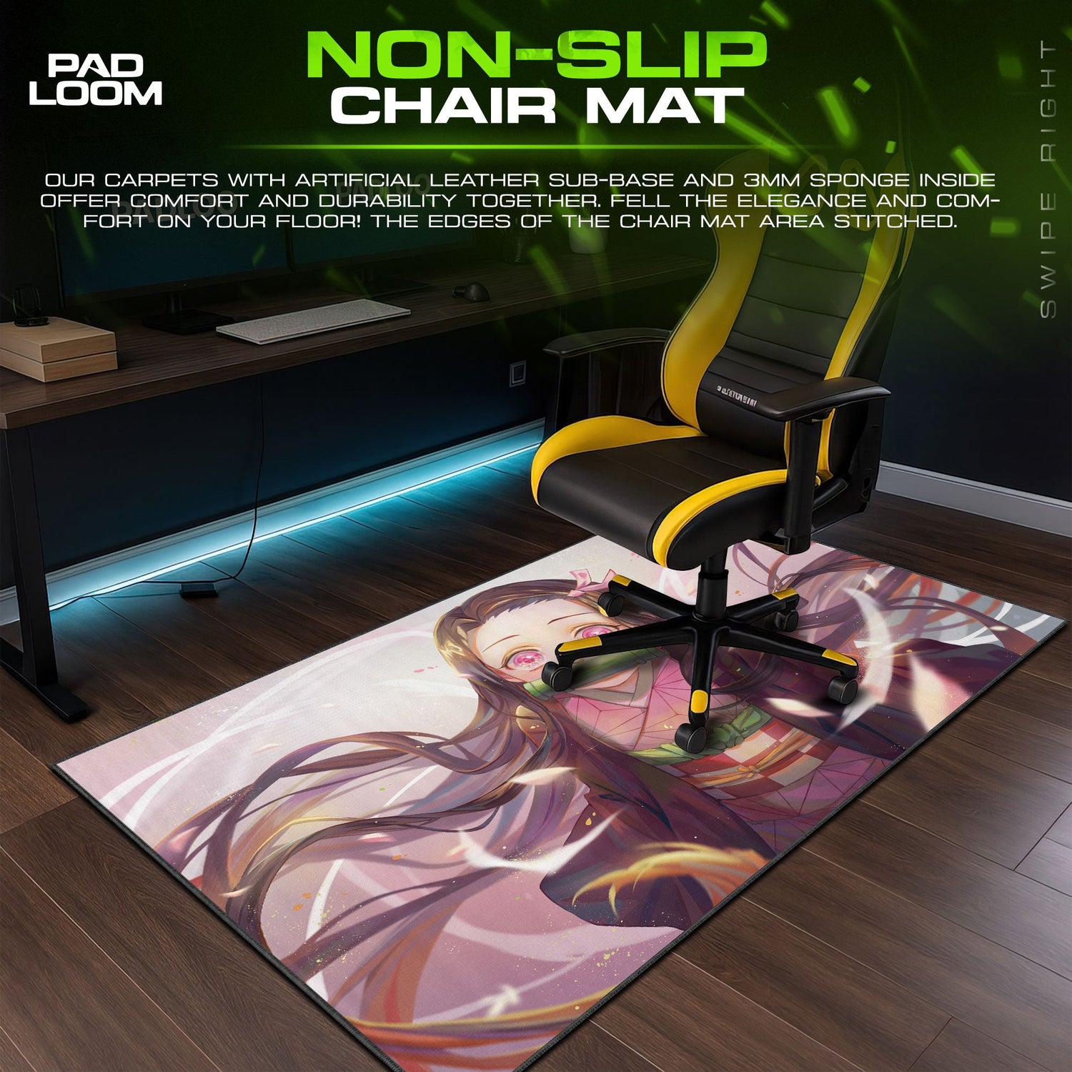 Nezuko Gentle Smile Mouse Pad, Demon Slayer Gaming Desk Mat Padloom
