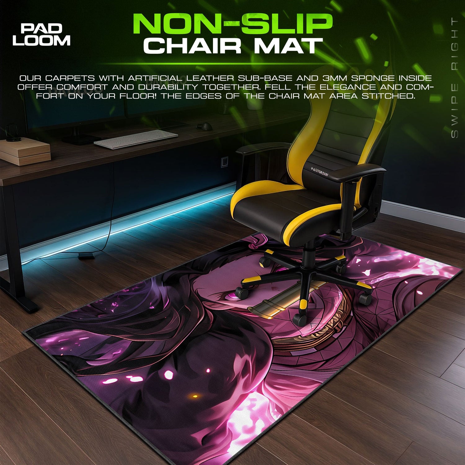 Nezuko Kamado Battle Rush Mouse Pad, Anime Gaming Desk Mat Padloom
