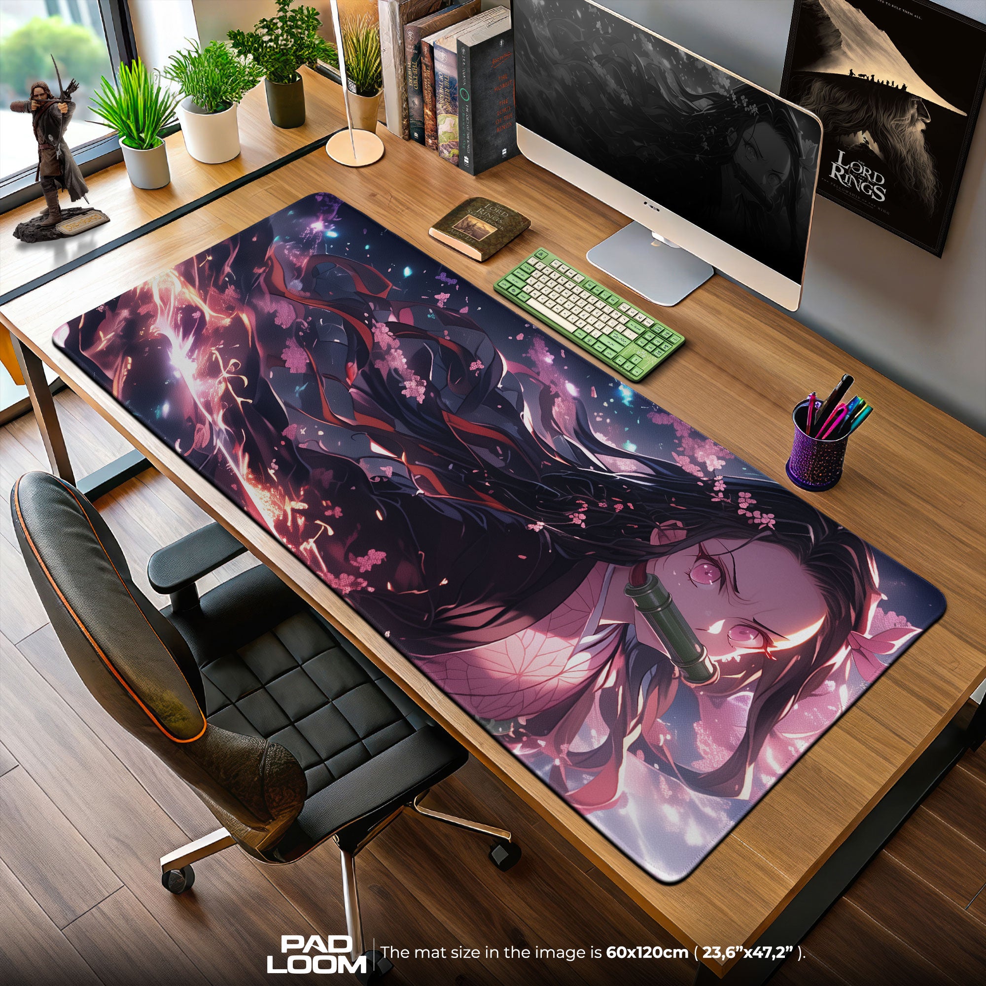 Nezuko Kamado Flame Petals Mouse Pad, Anime Gaming Desk Mat