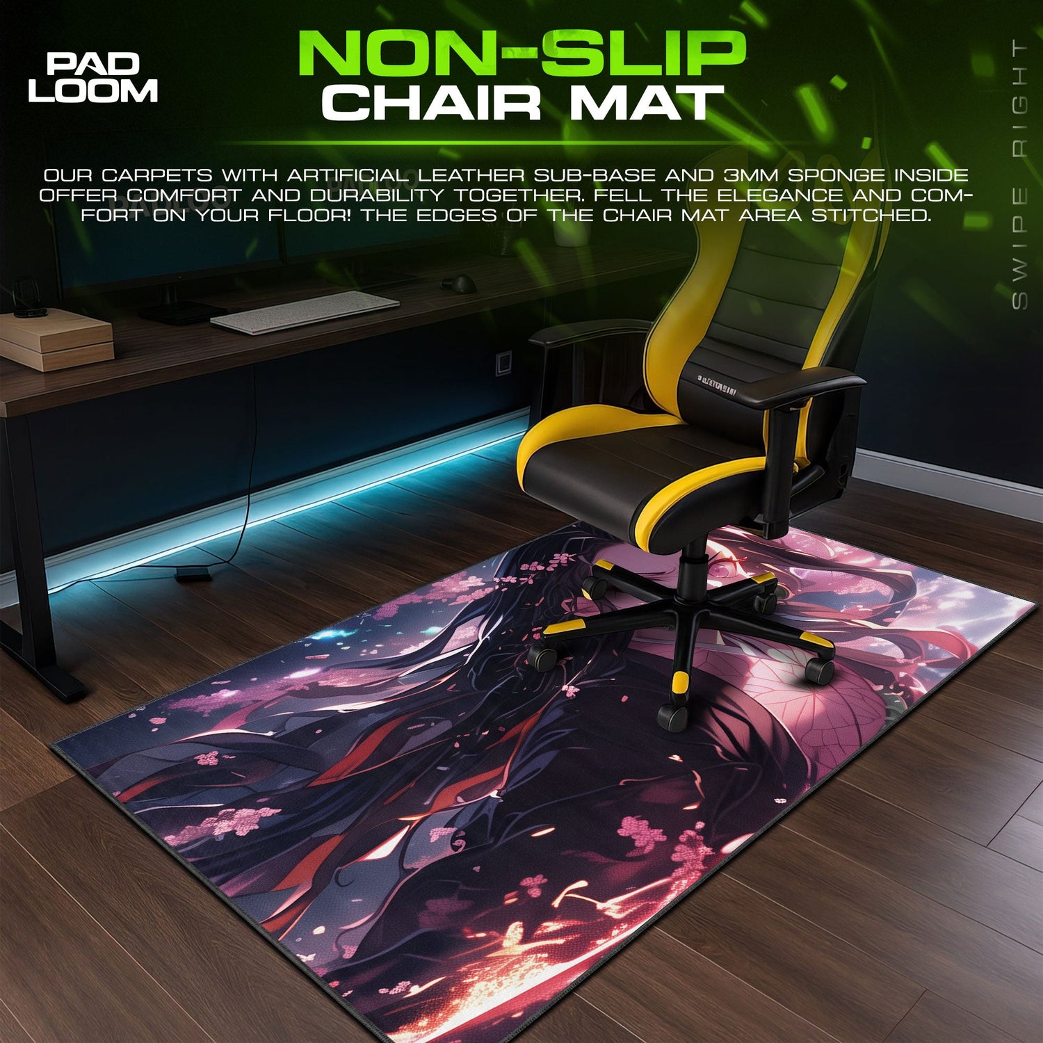 Nezuko Kamado Flame Petals Mouse Pad, Anime Gaming Desk Mat Padloom
