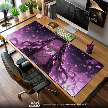Nezuko Kamado Sakura Bloom Mouse Pad, Anime Gaming Desk Mat